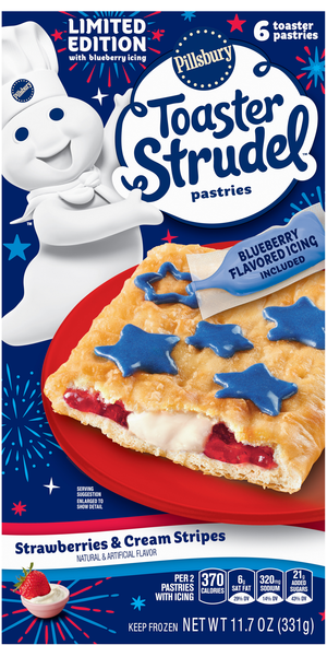 Pillsbury Strawberry & Cream Stripes Toaster Strudel Pastries - 6 ct