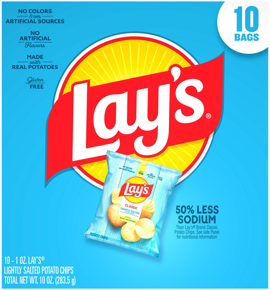 Lay's Lightly Salted Potato Chips - 10 ct