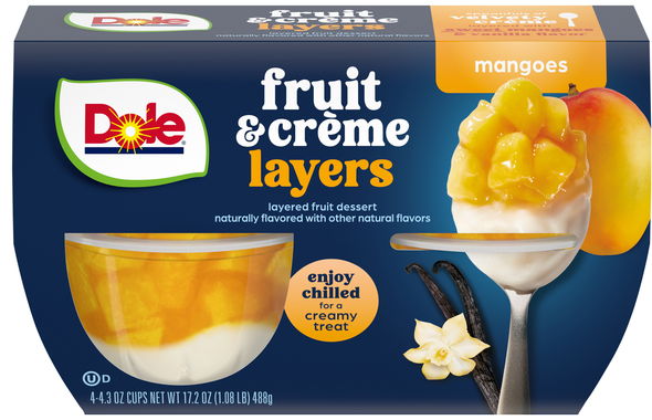 Dole Mangoes Fruit & Creme Layers Fruit Cups - 4 ct