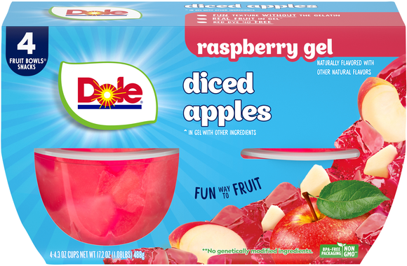 Dole Diced Apples in Raspberry Gel Cups - 4 ct