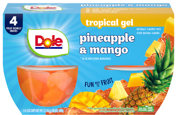 Dole Pineapple & Mango in Tropical Gel Cups - 4 ct