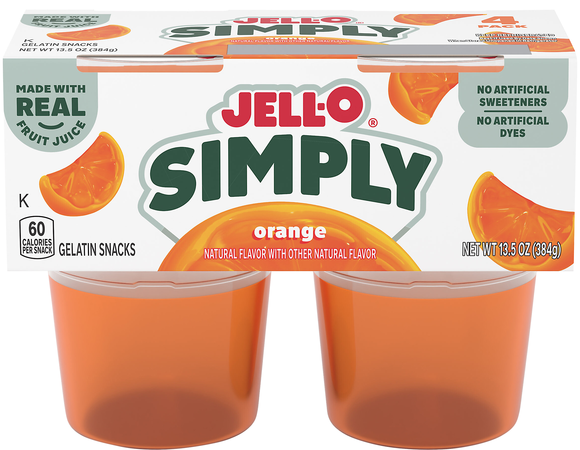 Jell-O Simply Orange Gelatin Snack Cups - 4 ct