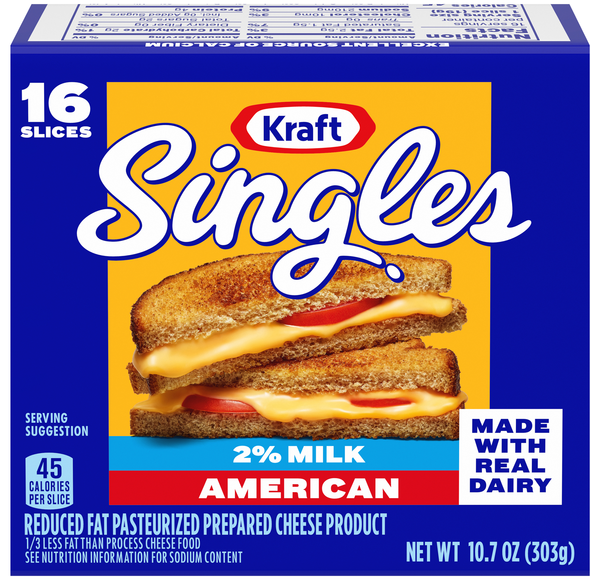 Kraft Singles 2% Milk Reduced Fat American Cheese Slices - 16 ct
