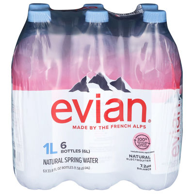 Evian Bottled Water, 6 pk. 1 L, $8.99