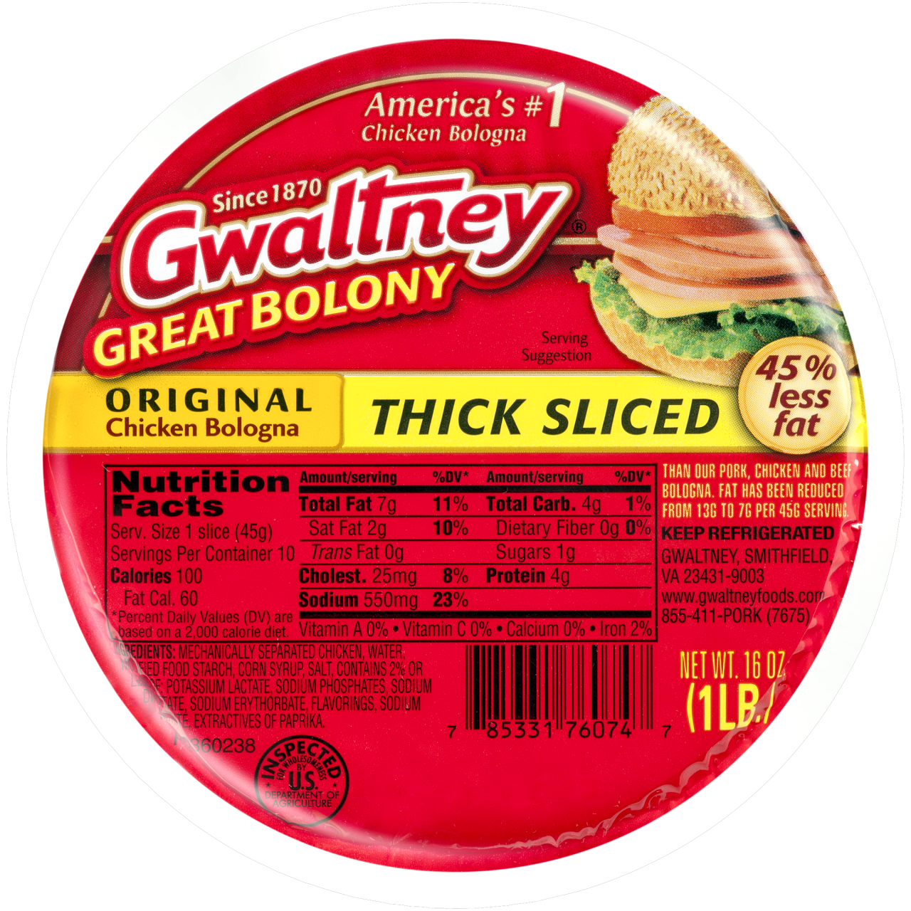 Gwaltney Meat Bologna, 12 oz, $1.25