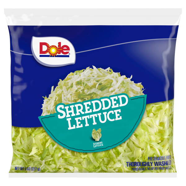 Dole Shredded Lettuce, Garden Salad, Classic Spinach or Romaine, 8-12 oz, 99¢