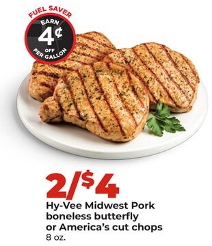 Hy-Vee Midwest Pork boneless butterfly or America's cut chops
