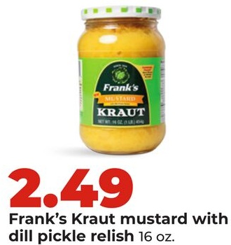 Frank's Kraut mustard with dill pickle relish