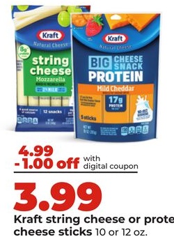 Kraft string cheese or protein cheese sticks
