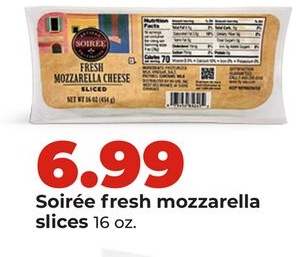 Soirée fresh mozzarella slices