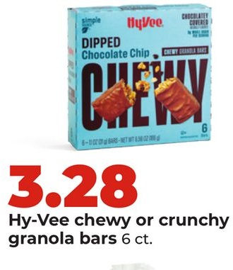 Hy-Vee chewy or crunchy granola bars