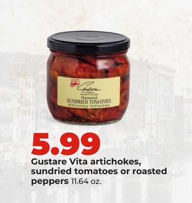 Gustare Vita artichokes, sundried tomatoes or roasted peppers