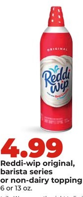 Reddi-wip original, barista series or non-dairy topping