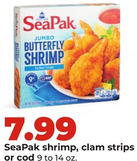 SeaPak shrimp, clam strips or cod