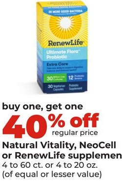 Natural Vitality, NeoCell or RenewLife supplements