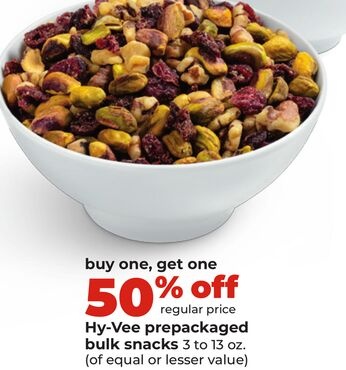 Hy-Vee prepackaged bulk snacks