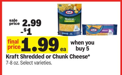 Kraft Shredded or Chunk Cheese*
