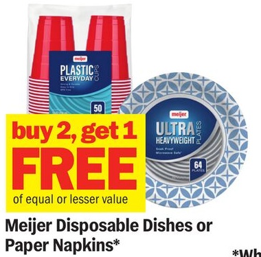 Meijer Disposable Dishes or Paper Napkins*