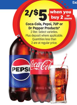 Coca-Cola, Pepsi, 7UP or Dr Pepper Products*