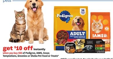 Pedigree, IAMS, Cesar, Temptations, Greenies or Sheba Pet Food or Treats*