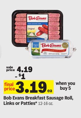 Bob Evans Breakfast Sausage Roll, Links or Patties