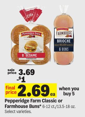 Pepperidge Farm Classic or Farmhouse Buns*