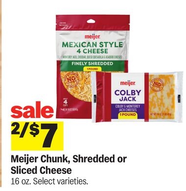 Meijer Chunk, Shredded or Sliced Cheese