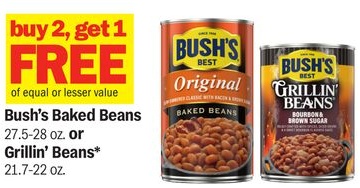 Bush's Baked Beans 27.5-28 oz. or Grillin' Beans* 21.7-22 oz.