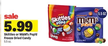 Skittles or M&M's Pop'd Freeze Dried Candy