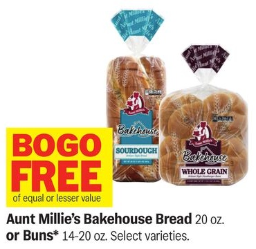 Aunt Millie's Bakehouse Bread 20 oz. or Buns* 14-20 oz.