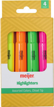 Meijer 4 Ct. Chisel Tip Highlighters*