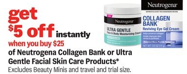 Neutrogena Collagen Bank or Ultra Gentle Facial Skin Care Products*