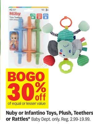 Nuby or Infantino Toys, Plush, Teethers or Rattles*