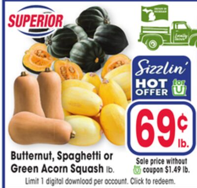 Butternut, Spaghetti or Green Acorn Squash