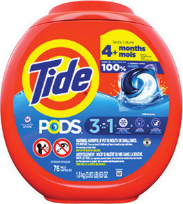 Tide 117-132 oz. Liquid, 45, 57 or 76 ct. Pods or EVO 42 ct. Tiles or Gain 177 oz. Liquid