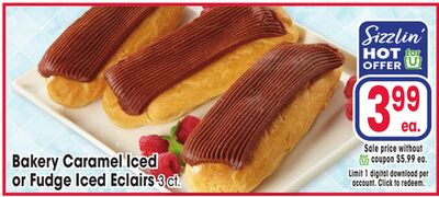 Bakery Caramel Iced or Fudge Iced Eclairs