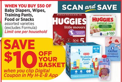 Baby Diapers, Wipes, Training Pants, Food or Snacks