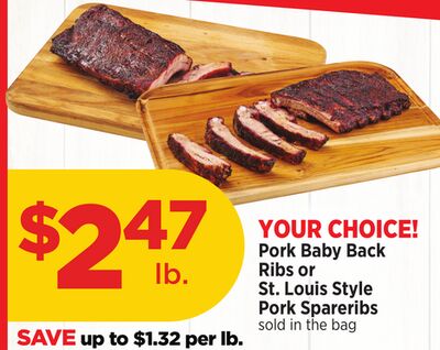 Pork Baby Back Ribs or St. Louis Style Pork Spareribs