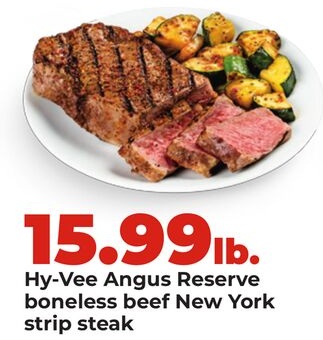 Hy-Vee Angus Reserve boneless beef New York strip steak