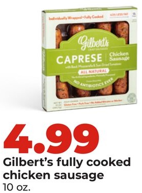 Gilbert's fully cooked chicken sausage