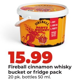 Fireball cinnamon whisky bucket or fridge pack
