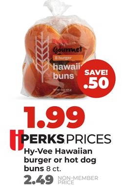 Hy-Vee Hawaiian burger or hot dog buns