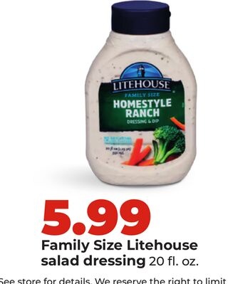 Family Size Litehouse salad dressing