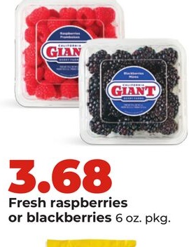 Fresh raspberries or blackberries