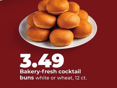 Bakery-fresh cocktail buns white or wheat, 12 ct.