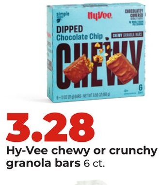 Hy-Vee chewy or crunchy granola bars