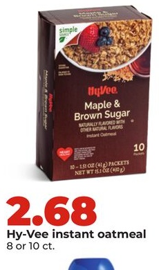 Hy-Vee instant oatmeal