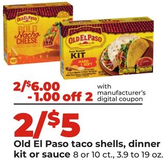 Old El Paso taco shells, dinner kit or sauce