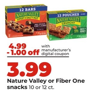 Nature Valley or Fiber One snacks
