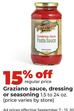 Graziano sauce, dressing or seasoning